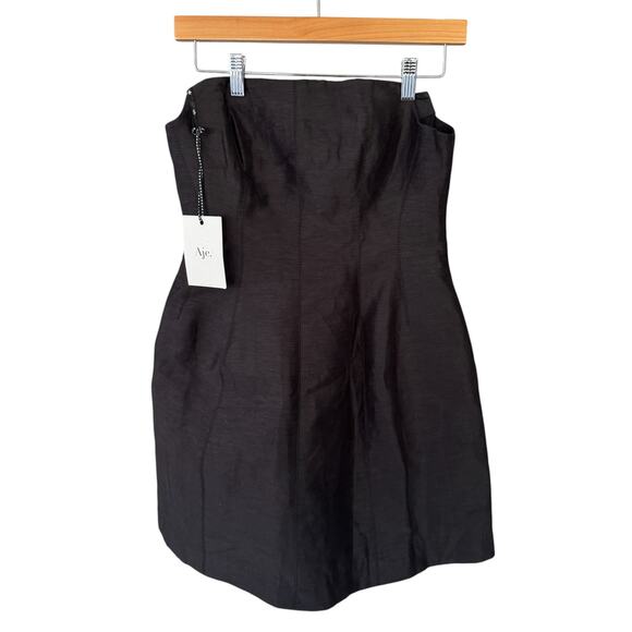Aje Baret Strapless Linen-Blend Mini Dress Black AU 10 US 6 NWT - Picture 2 of 10